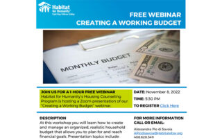 Free Webinar: Creating a Working Budget, Tuesday, November 8, 2022 Time: 5:30pm – 6:30pm PT, Location: Zoom meeting