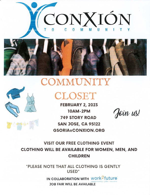 Community Closet and Second Chance Job Fair - 749 Story Road, San Jose, CA 95122 - Thursday, February 2, 2023 10am-2pm PST