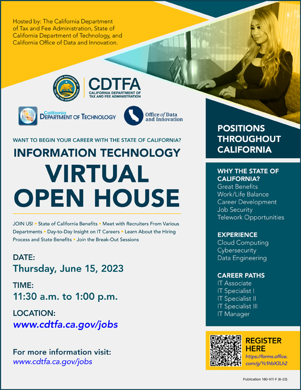 Information Technology Virtual Open House - Thursday, June 15, 2023 11:30am - 1:00pm PDT