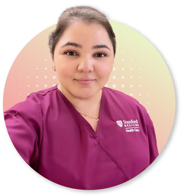 Picture if Alejandra wearing her Stanford Healthcare scrub
