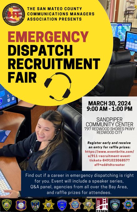 911 Recruitment Event – Redwood City, CA - March 30, 2024