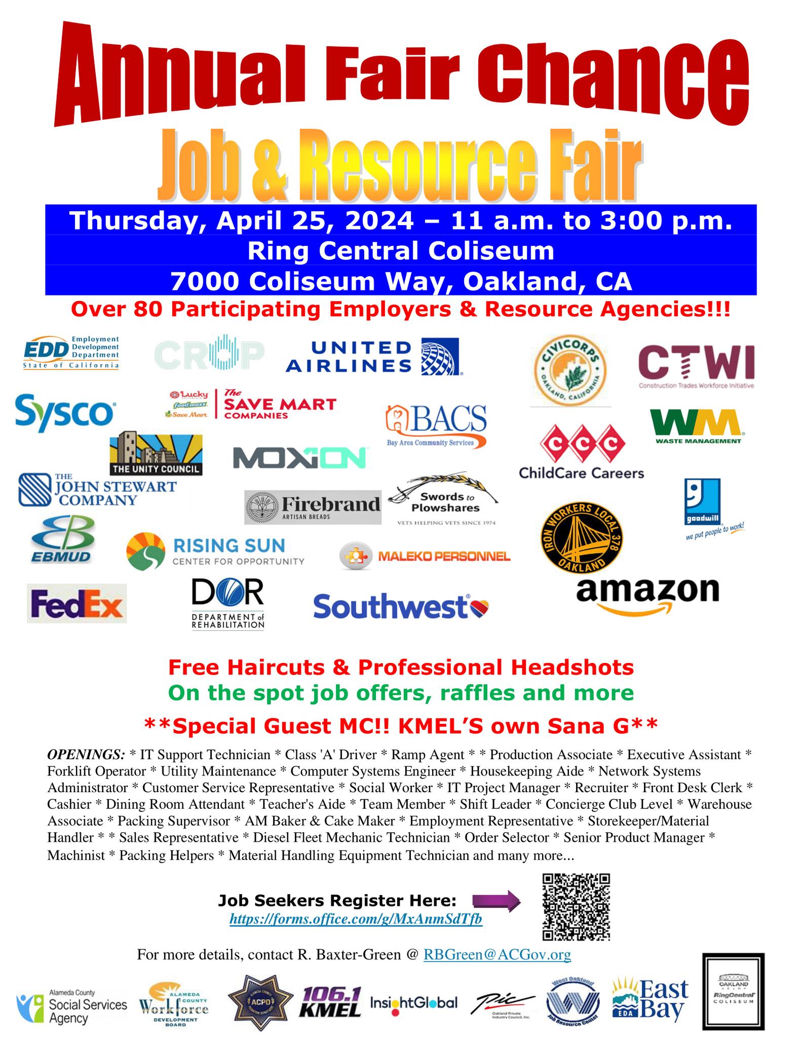 Annual Fair Chance Job & Resource Fair - Oakland, CA - April 25, 2024