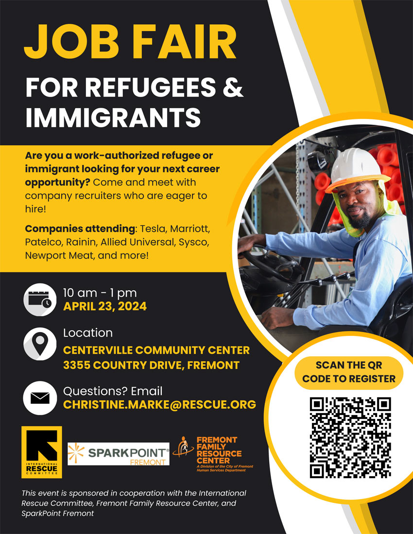 IRC Job Fair for Refugees & Immigrants - Fremont, CA - April 23, 2024