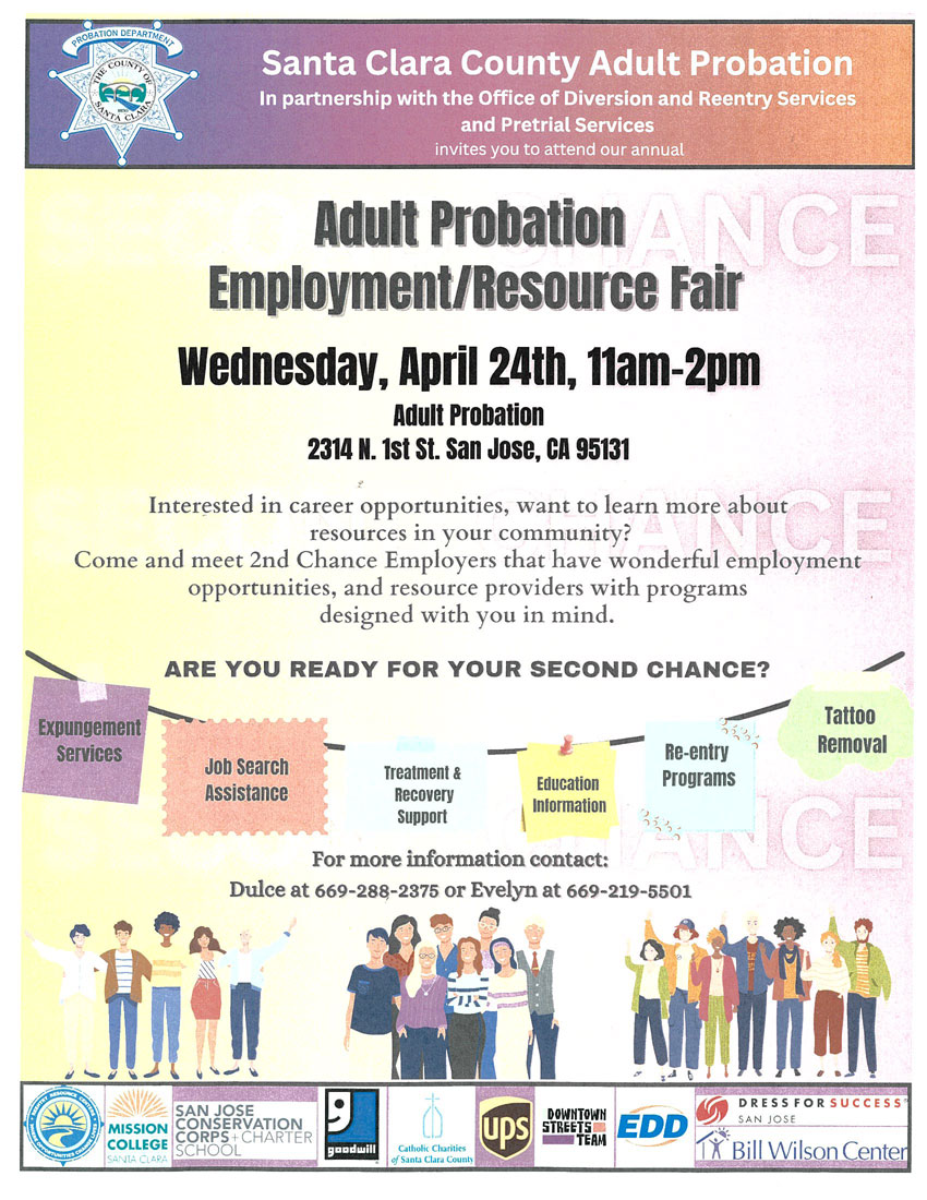Adult Probation Employment/Resource Fair - San Jose, CA - April 24, 2024