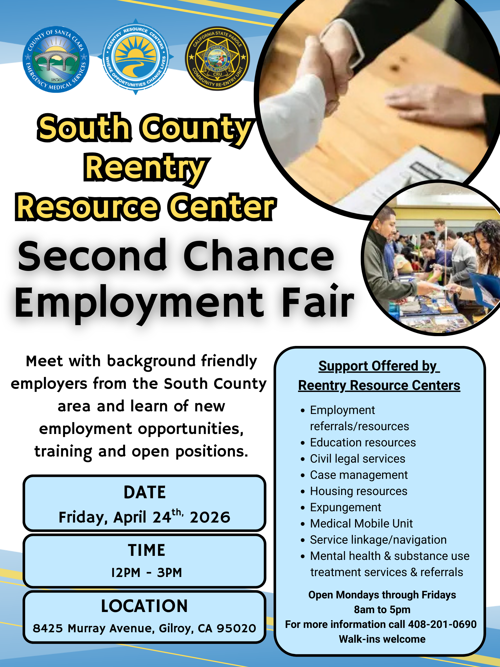 Second Chance Employment Fair – Gilroy, CA – April 24, 2026