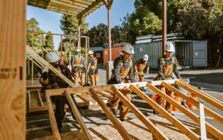 Team of carpenters working on build project