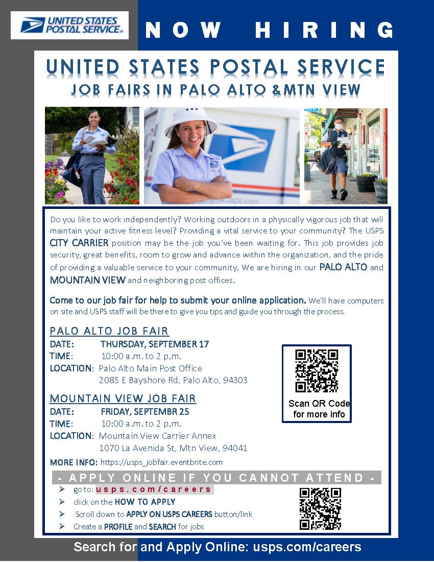 USPS Job Fair - Palo Alto, CA - September 17, 2026